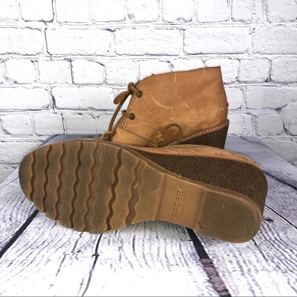 Sperry Top Sider Harlow Tan Suede Wedge Booties 7 - Picture 5 of 5
